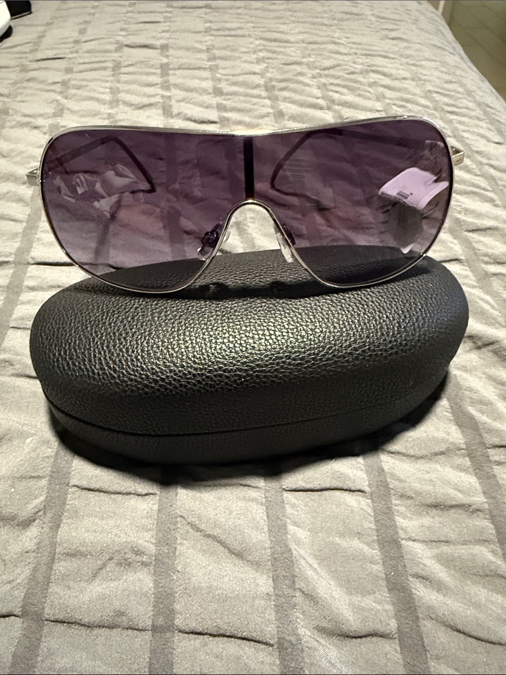 Nine West Purple Shield Sunglasses with Silver Frame